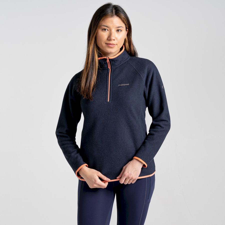 Blue Navy Craghoppers Milia Half Zip Women's Sweaters | VUI8813UE