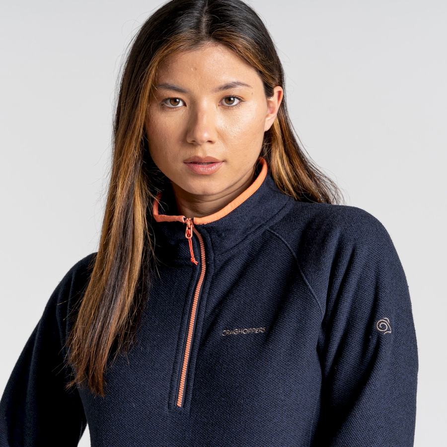 Blue Navy Craghoppers Milia Half Zip Women's Sweaters | VUI8813UE