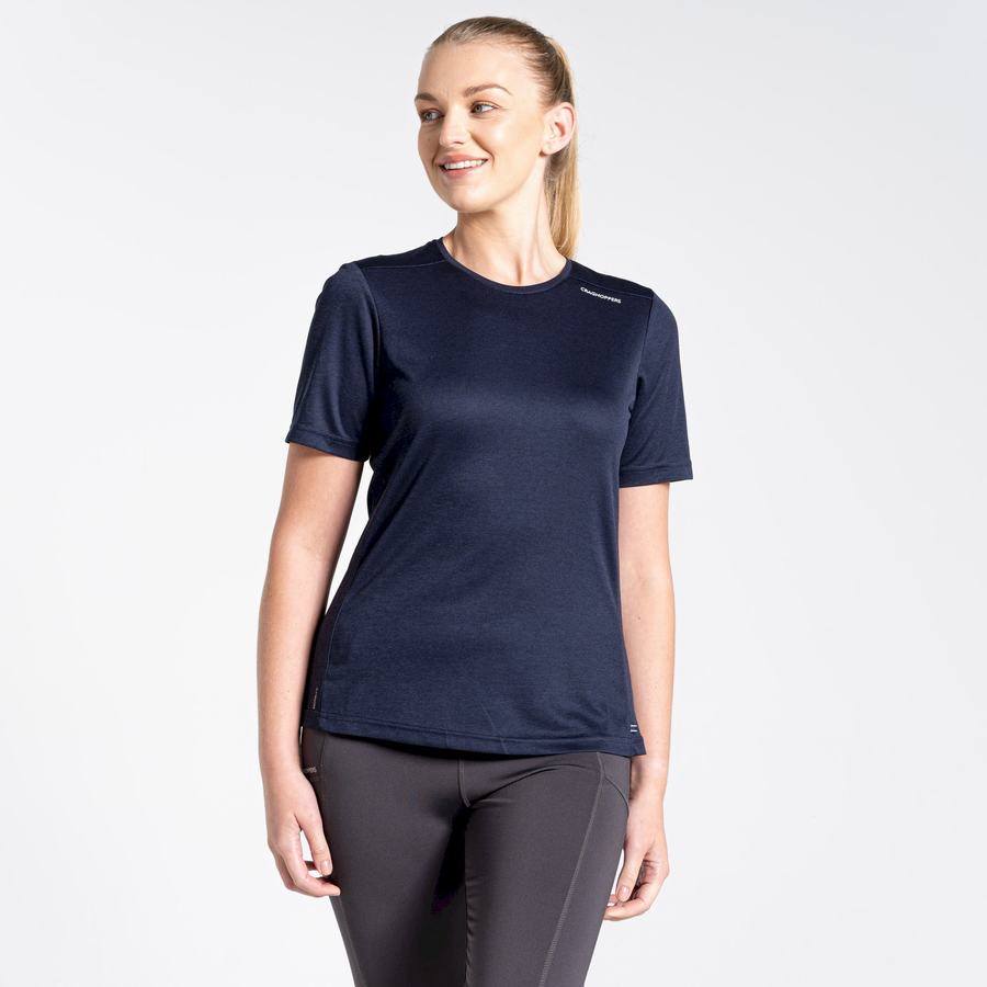 Blue Navy Craghoppers NosiLife Candella Short Sleeved Women's T-Shirts | UNF2695CK