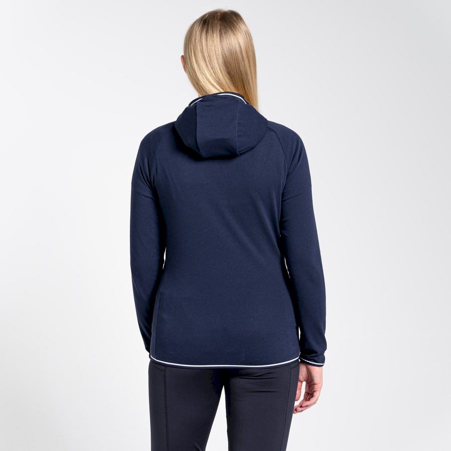 Blue Navy Craghoppers NosiLife Milanta Hooded Women's T-Shirts | FAU1446ZL