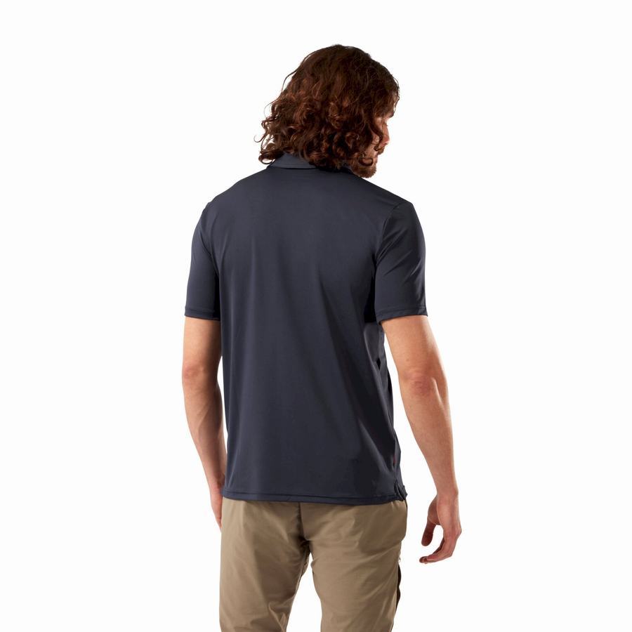 Blue Navy Craghoppers NosiLife Pro Short Sleeved Polo Men's T-Shirts | WYA122GJ