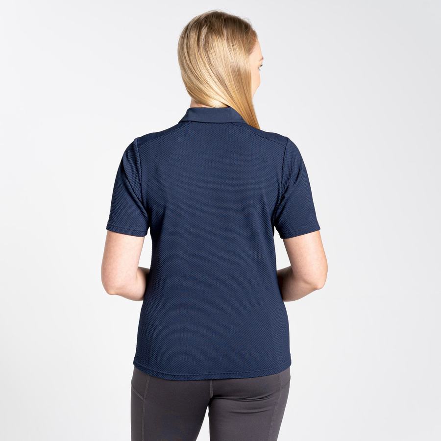 Blue Navy Craghoppers NosiLife Short Sleeved Polo Women's T-Shirts | JVI6236JN