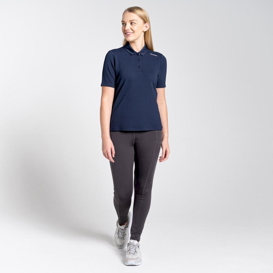 Blue Navy Craghoppers NosiLife Short Sleeved Polo Women's T-Shirts | JVI6236JN