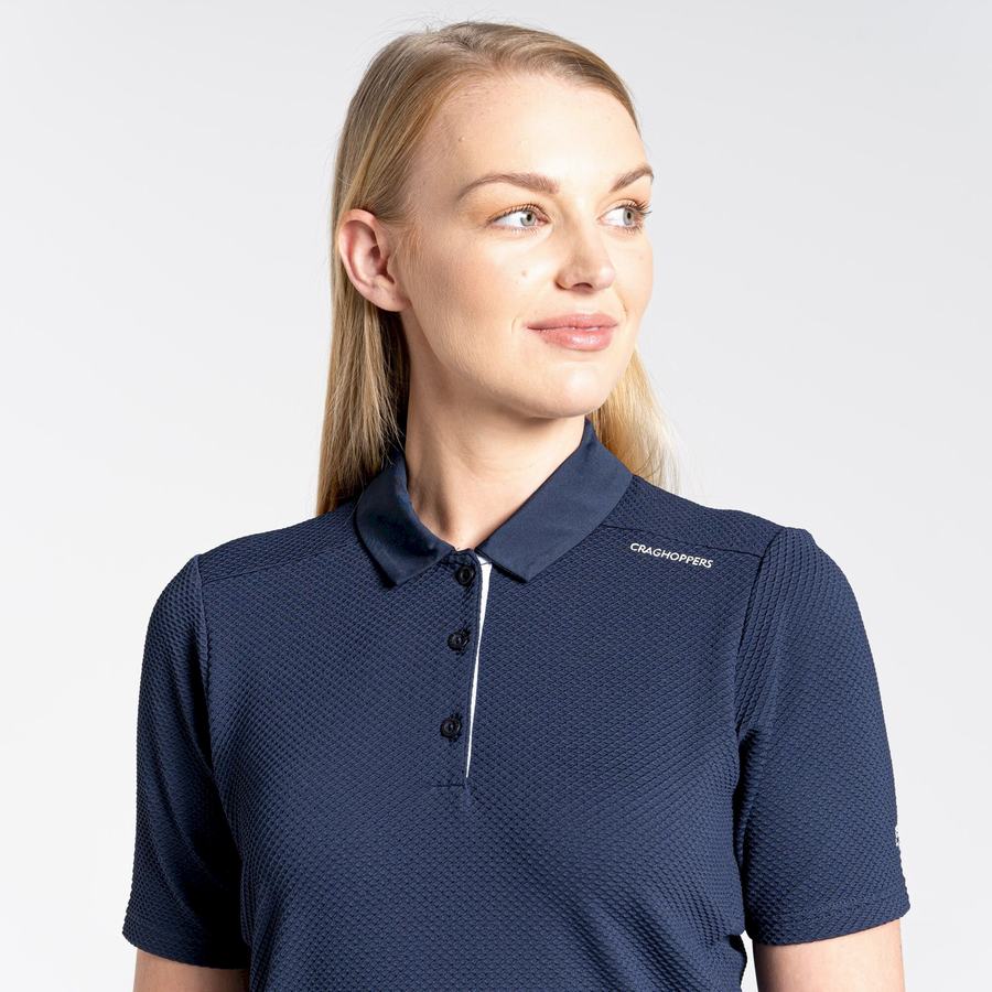 Blue Navy Craghoppers NosiLife Short Sleeved Polo Women's T-Shirts | JVI6236JN