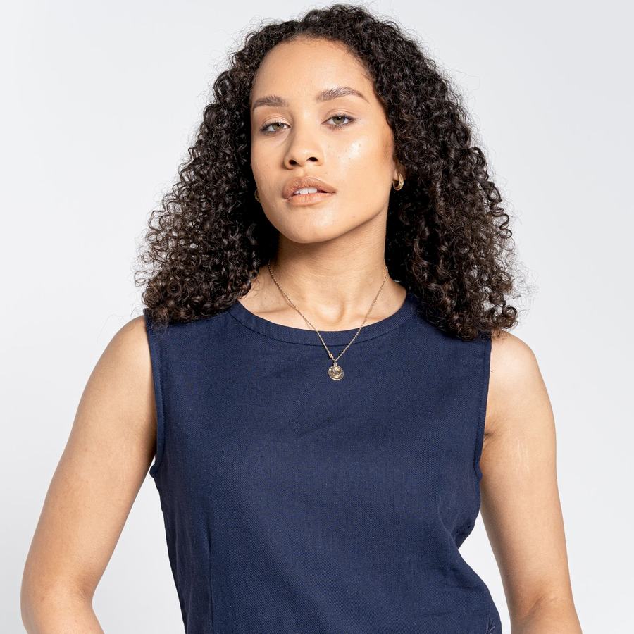 Blue Navy Craghoppers Nosibotanical Bonita Vest Women's T-Shirts | WQU5295CP