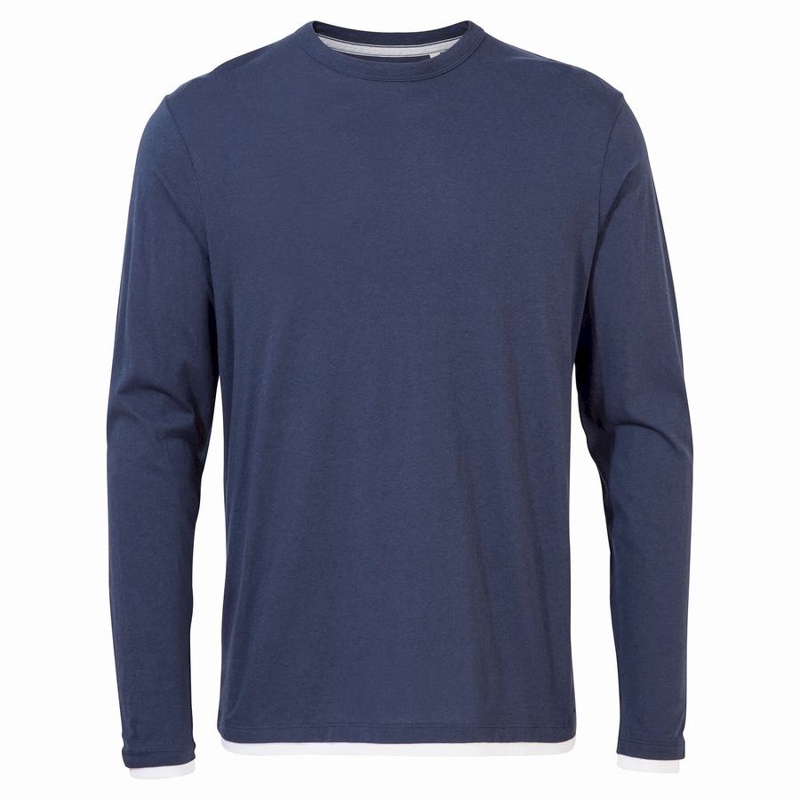 Blue Navy Craghoppers Nosibotanical Coulter Long Sleeved Men's T-Shirts | JJM732DM