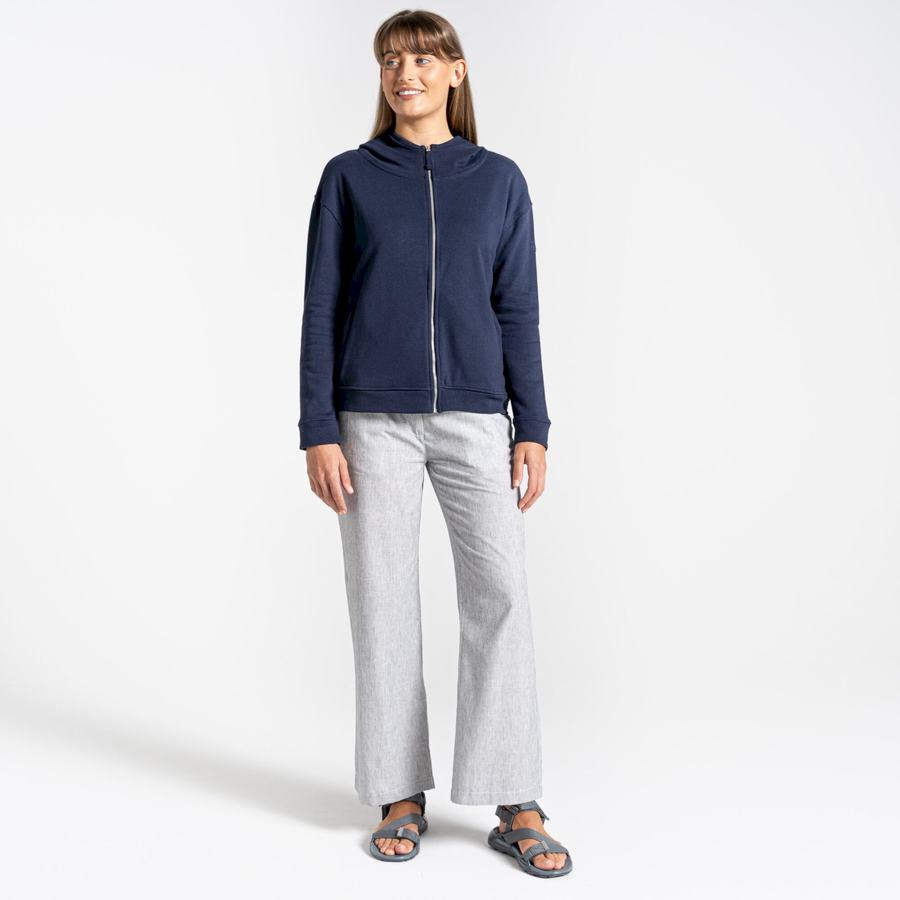 Blue Navy Craghoppers Nosibotanical Eden Hooded Women's T-Shirts | IEH5097NL