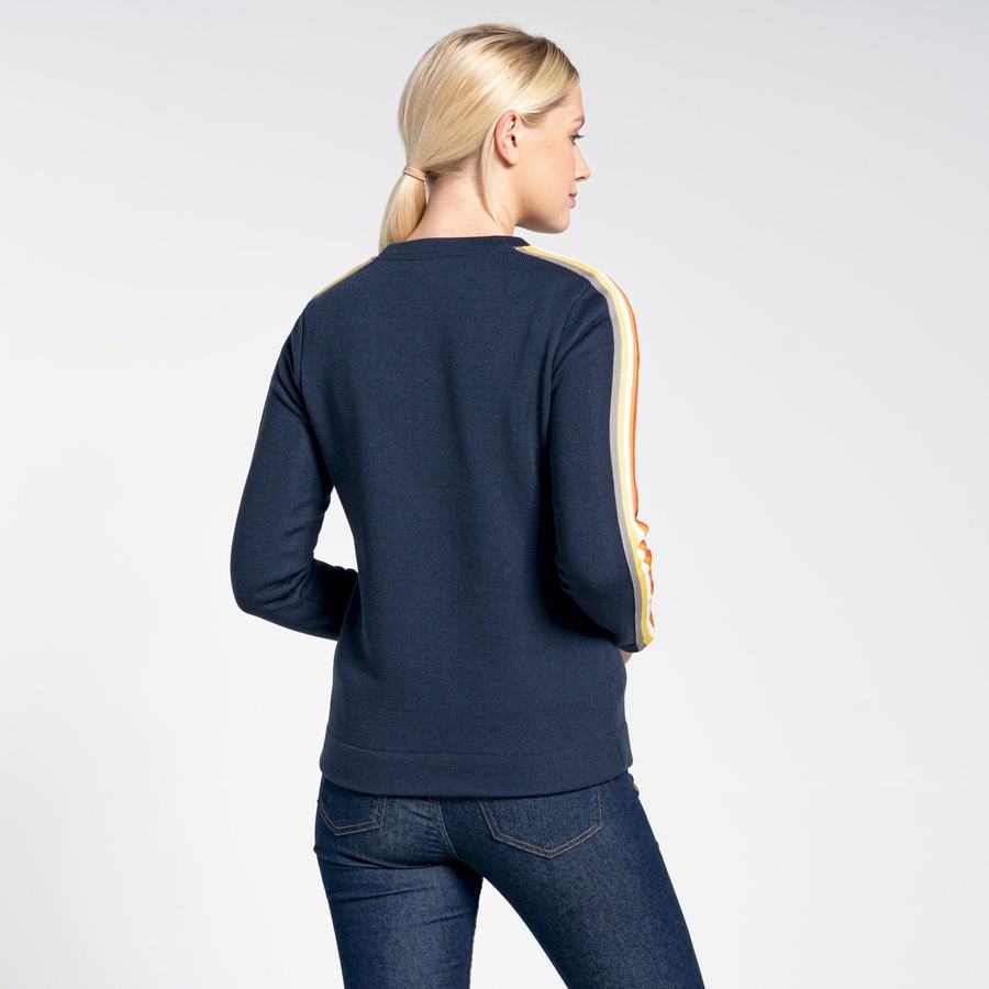 Blue Navy Craghoppers Pinalla Crew Neck Women's Sweatshirts | BSZ157OC