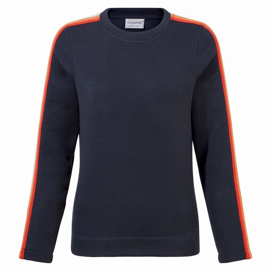 Blue Navy Craghoppers Pinalla Crew Neck Women's Sweatshirts | BSZ157OC