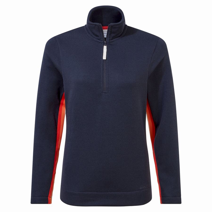 Blue Navy Craghoppers Pinalla Half Zip Women's Sweaters | EWB596GB