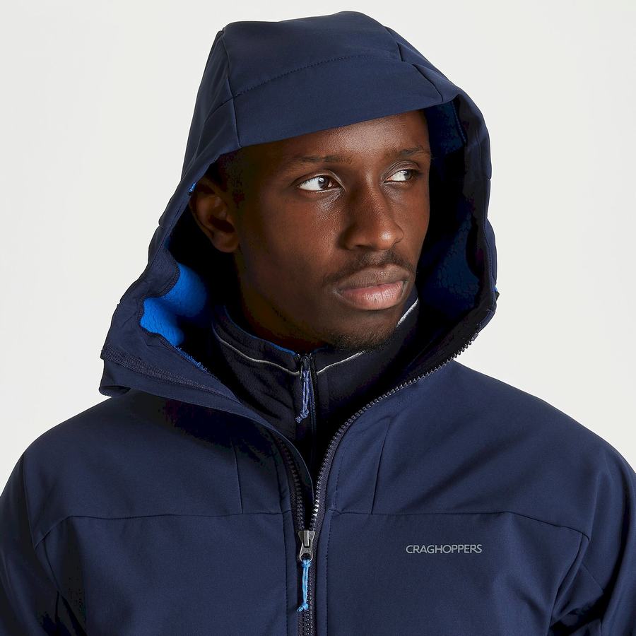 Blue Navy Craghoppers Tripp Hooded Men's Jackets | UEV1837EA