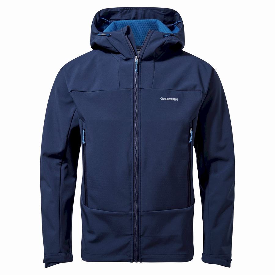 Blue Navy Craghoppers Tripp Hooded Men's Jackets | UEV1837EA