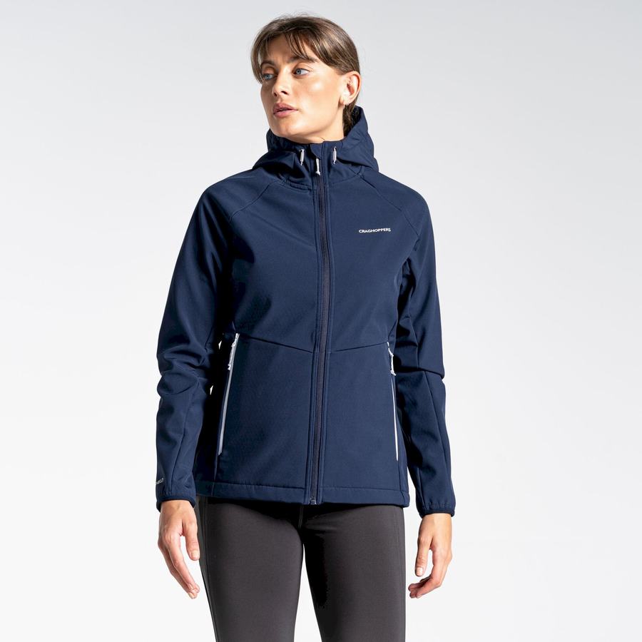 Blue Navy Grey Craghoppers Kalti Weatherproof Hooded Women's Jackets | PIA455DT