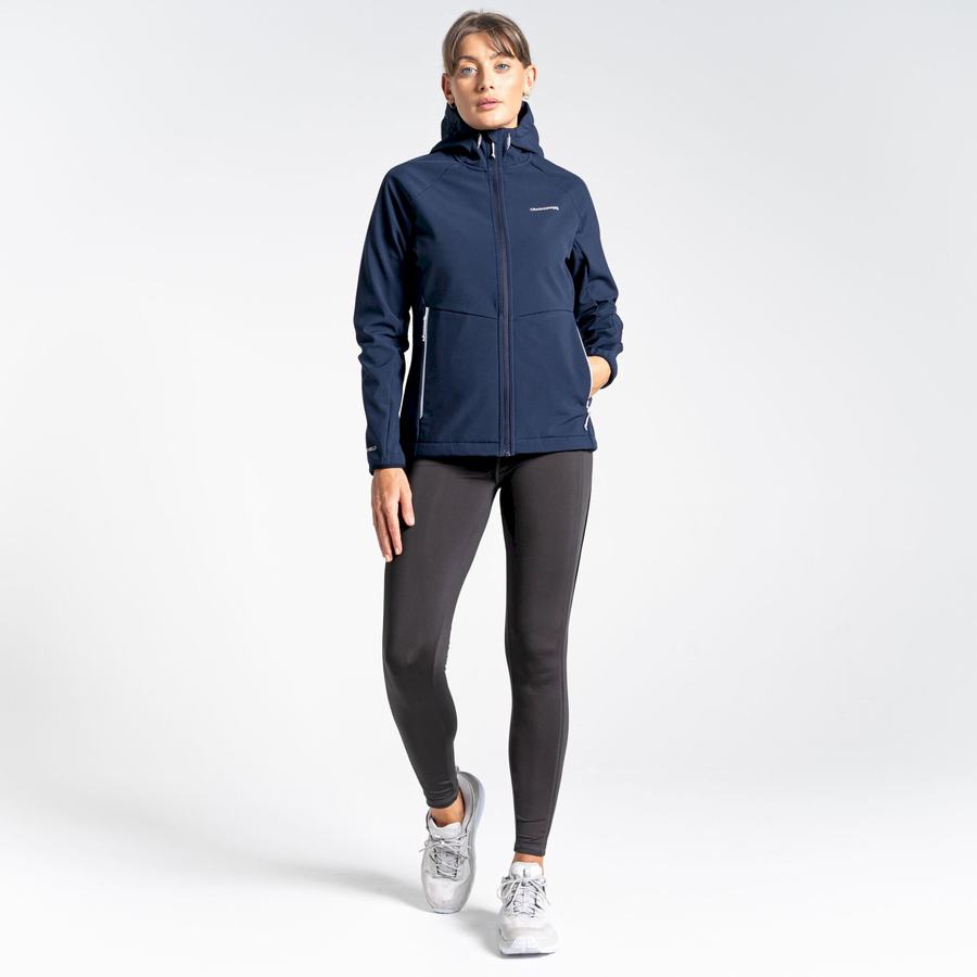 Blue Navy Grey Craghoppers Kalti Weatherproof Hooded Women's Jackets | PIA455DT