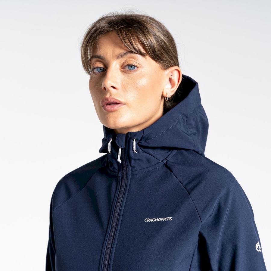 Blue Navy Grey Craghoppers Kalti Weatherproof Hooded Women's Jackets | PIA455DT