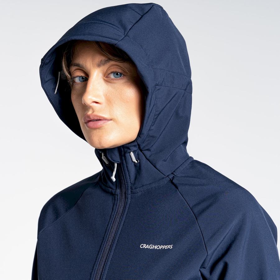 Blue Navy Grey Craghoppers Kalti Weatherproof Hooded Women's Jackets | PIA455DT