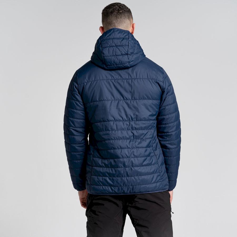 Blue Navy Red Craghoppers Compresslite VI Hooded Men's Jackets | OMX10022NR