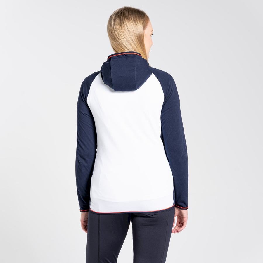 Blue Navy White Craghoppers NosiLife Milanta Hooded Women's T-Shirts | QUG9272CO