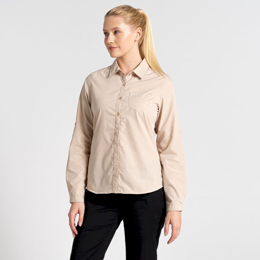 Brown Craghoppers Kiwi II Long Sleeved Women's Shirts | HZK9012PA