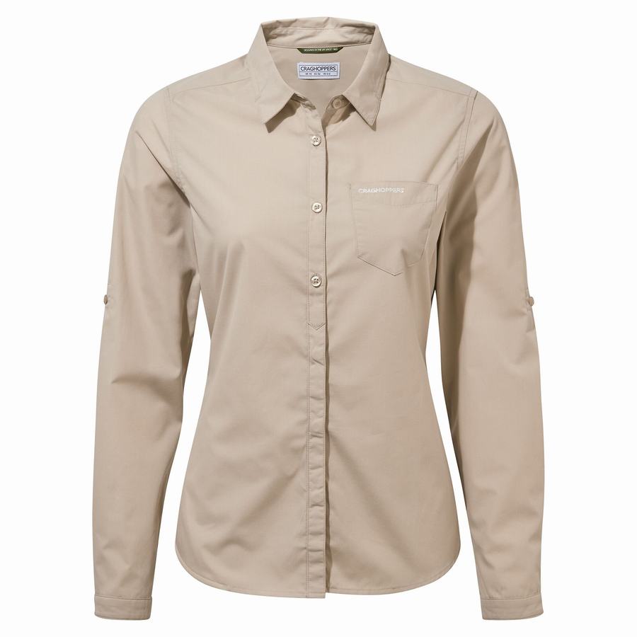 Brown Craghoppers Kiwi II Long Sleeved Women's Shirts | HZK9012PA