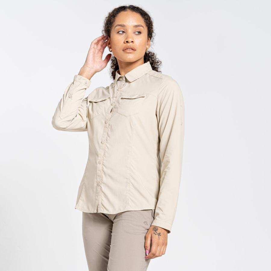 Brown Craghoppers NosiLife Adventure II Long Sleeved Women's Shirts | YTJ8585WE