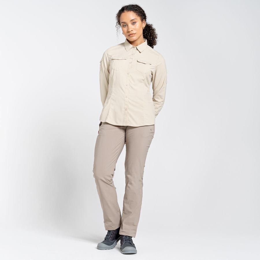 Brown Craghoppers NosiLife Adventure II Long Sleeved Women's Shirts | YTJ8585WE