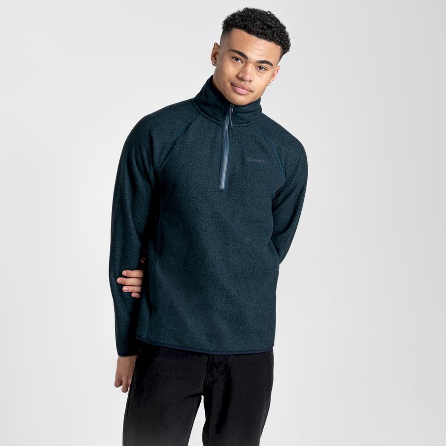 Dark Blue Craghoppers Durrus Half Zip Men's Sweaters | STU4295RN