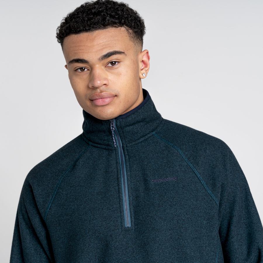 Dark Blue Craghoppers Durrus Half Zip Men's Sweaters | STU4295RN