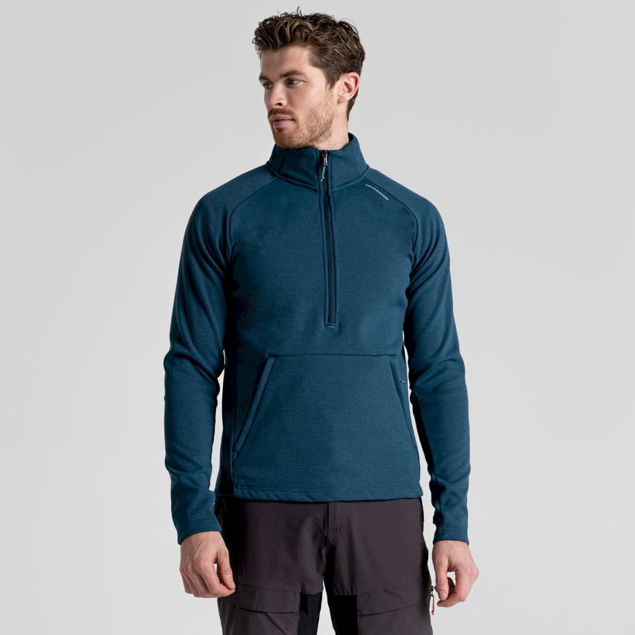 Dark Blue Craghoppers Dynamic Pro Half Zip Men's Sweaters | LUC6353JY