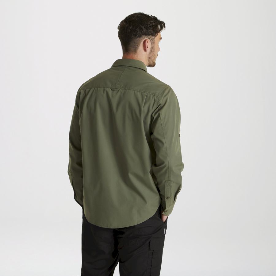 Dark Green Craghoppers Expert Kiwi Long Sleeved Men's Shirts | COC25FZ