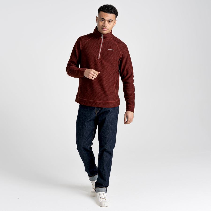 Dark Red Craghoppers Elton Half Zip Men's Sweaters | GVG2767SE