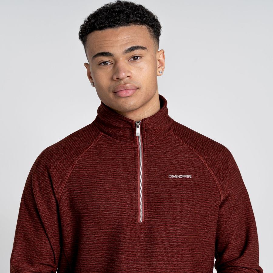 Dark Red Craghoppers Elton Half Zip Men's Sweaters | GVG2767SE