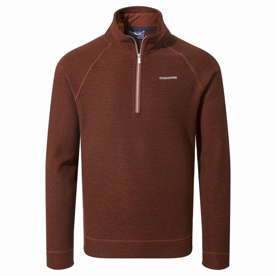 Dark Red Craghoppers Elton Half Zip Men's Sweaters | GVG2767SE