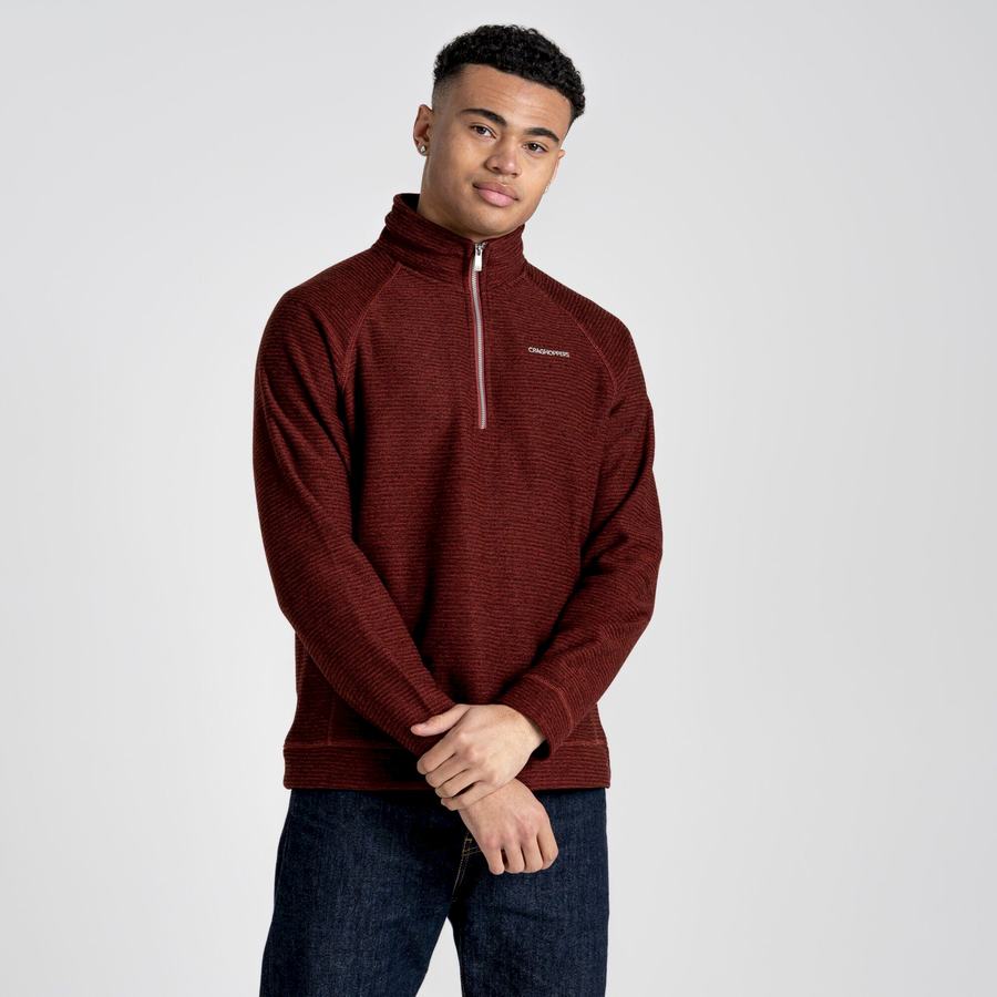 Dark Red Craghoppers Elton Half Zip Men's Sweaters | GVG2767SE