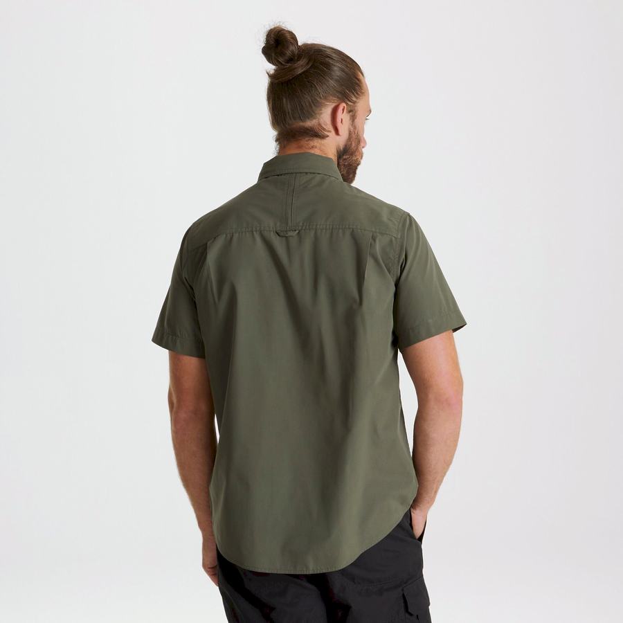 Deep Green Craghoppers Kiwi Short Sleeved Men's Shirts | CBX5185SB