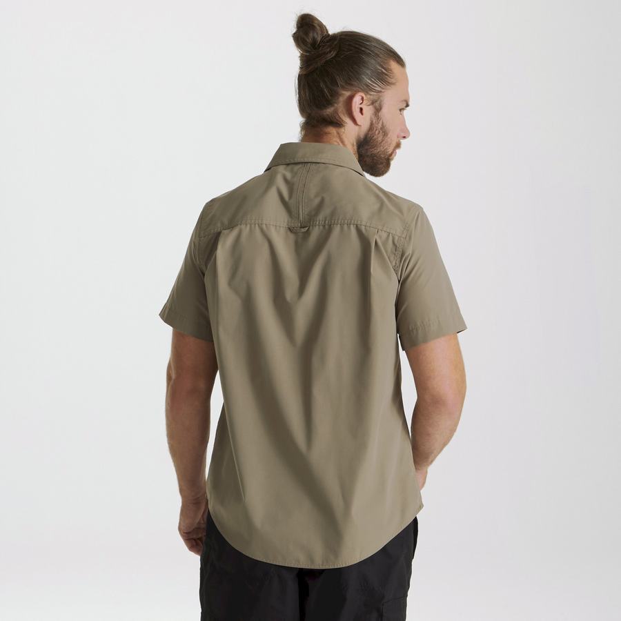 Deep Green Craghoppers Kiwi Short Sleeved Men's Shirts | VQR6913EX