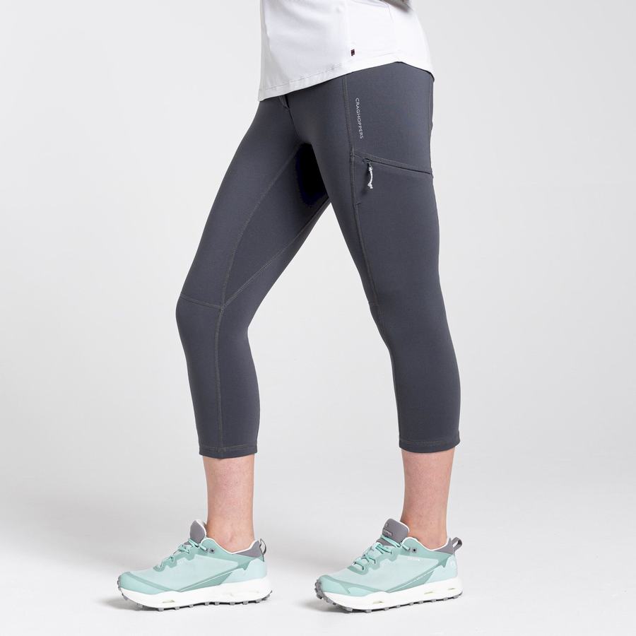 Deep Grey Craghoppers Dynamic Cropped Women's Leggings | YRW7986PQ