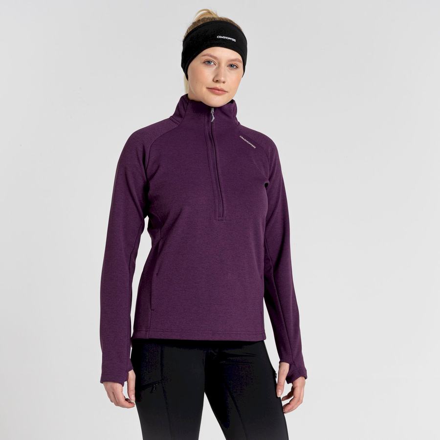 Deep Purple Craghoppers Dynamic Pro Half Zip Women's Sweaters | LYF9623ZC