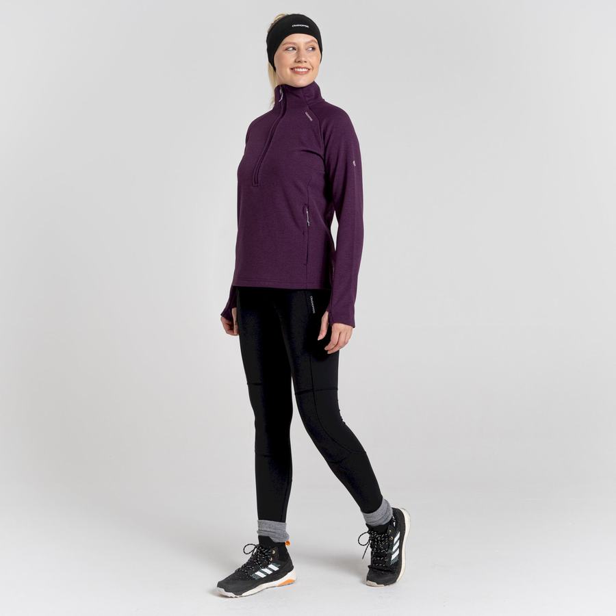 Deep Purple Craghoppers Dynamic Pro Half Zip Women's Sweaters | LYF9623ZC