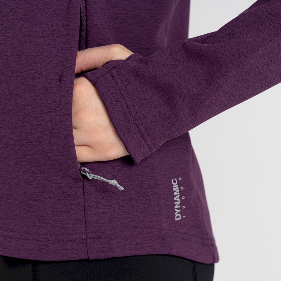 Deep Purple Craghoppers Dynamic Pro Half Zip Women's Sweaters | LYF9623ZC