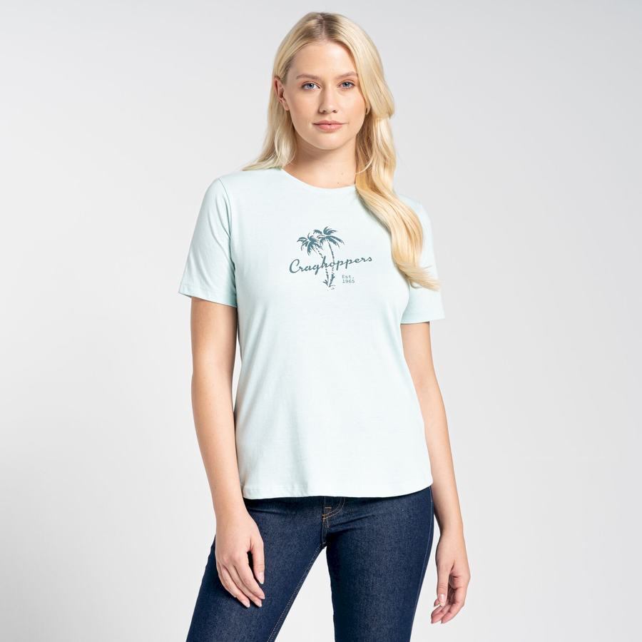 Green Craghoppers Ally Short Sleeved Women's T-Shirts | TZN6715TS