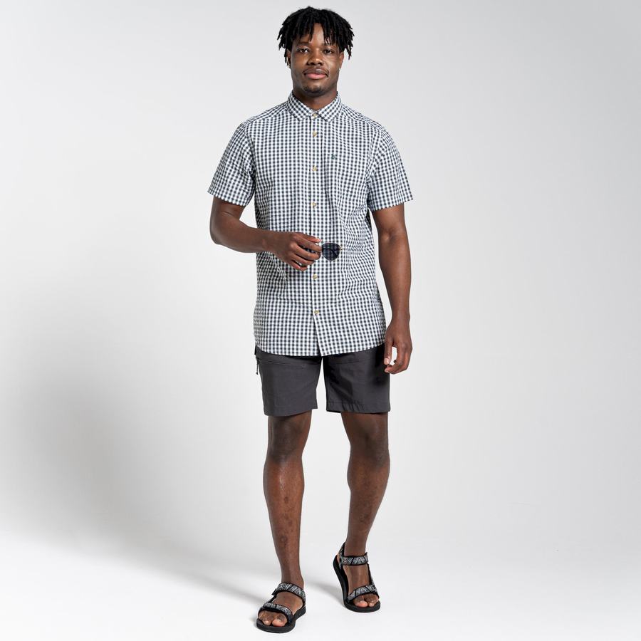 Green Craghoppers Centro Short Sleeved Men's Shirts | PED9147FE