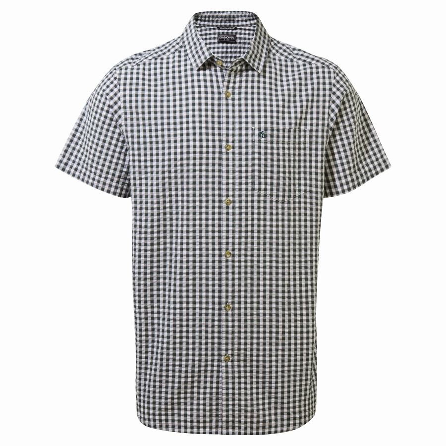 Green Craghoppers Centro Short Sleeved Men's Shirts | PED9147FE