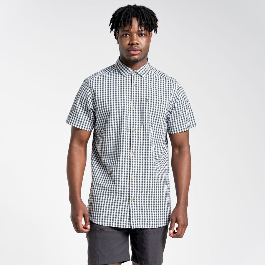 Green Craghoppers Centro Short Sleeved Men's Shirts | PED9147FE