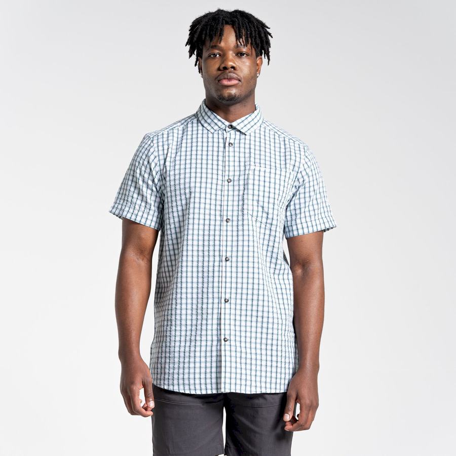 Green Craghoppers Dawson Short Sleeved Men's Shirts | WFI9134MP