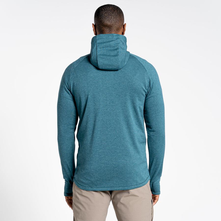 Green Craghoppers Dynamic Hooded Half Zip Top Men's T-Shirts | PMZ853BE