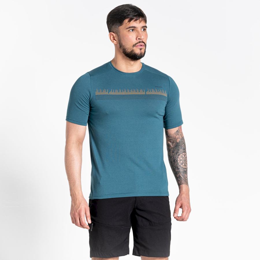 Green Craghoppers Dynamic Short Sleeved Men's T-Shirts | BDA9764WI