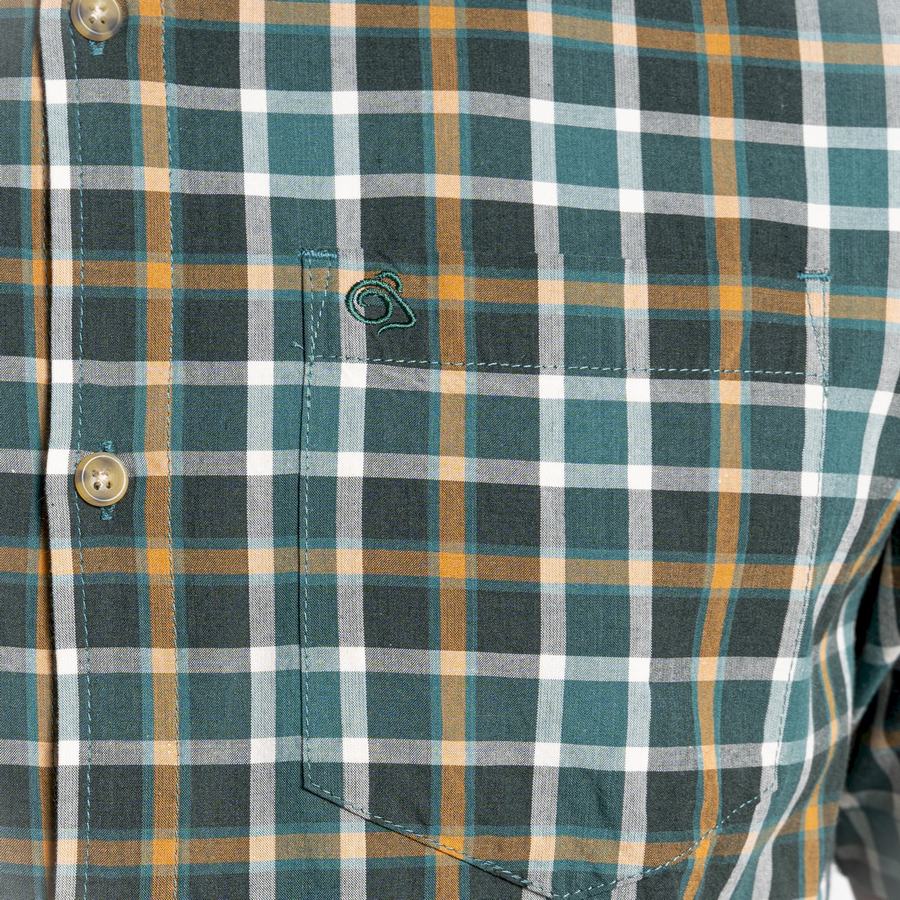 Green Craghoppers Menlo Short Sleeved Men's Shirts | DXV9186TD