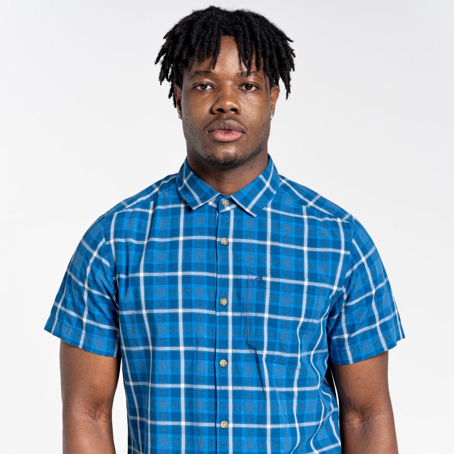 Green Craghoppers Menlo Short Sleeved Men's Shirts | EJP7226VY