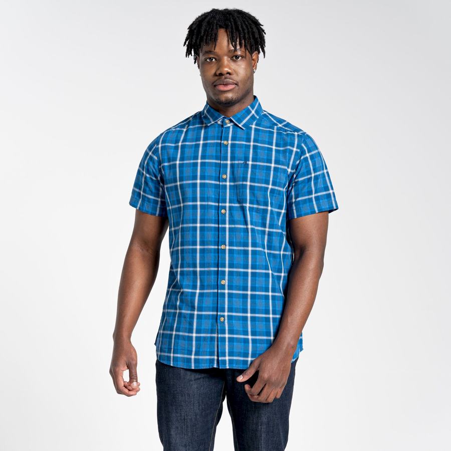 Green Craghoppers Menlo Short Sleeved Men's Shirts | EJP7226VY